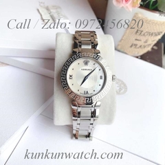 Đồng Hồ Nữ Versace Daphnis Mặt Số Khảm Trai - Bạc Mặt Trắng - 36mm