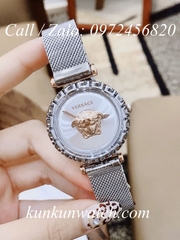 Đồng Hồ Nữ Versace Palazzo Empire Greca Logo Medusa Vàng Hồng - Bạc Mặt Trắng - 37mm