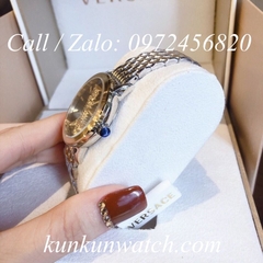 Đồng Hồ Nữ Versace Virtus Họa Tiết Chữ V Demi Mặt Đen - 36mm