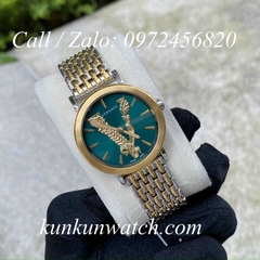 Đồng Hồ Nữ Versace Virtus Họa Tiết Chữ V Demi Mặt Xanh Mộc - 36mm