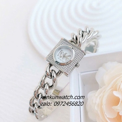 Đồng Hồ Nữ Michael Kors Chain Lock Đính Đá MK4718 Silver 25mm