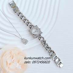 Đồng Hồ Nữ Michael Kors Chain Lock Đính Đá MK4718 Silver 25mm
