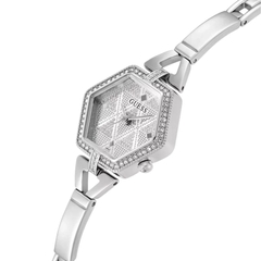 Đồng Hồ Nữ Guess Vanity GW0680L1 Đính Đá Dáng Lắc Tay Silver Mặt Lục Giác 28mm