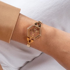 Đồng Hồ Nữ Guess Vanity GW0680L3 Đính Đá Dáng Lắc Tay Rose Gold Mặt Lục Giác 28mm