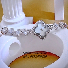 Đồng Hồ Nữ Van Cleef & Arpels Alhambra Silver Đính Đá Dáng Lắc Tay 27mm