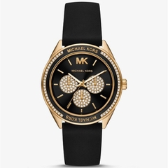 Đồng Hồ Nữ Michael Kors MK6944 Đính Đá 6 Kim Dây Silicone Đen 40mm