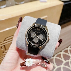 Đồng Hồ Nữ Michael Kors MK6944 Đính Đá 6 Kim Dây Silicone Đen 40mm