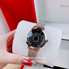 Đồng Hồ Nữ Salvatore Ferragamo Minuetto Dây Mesh Demi Vàng Hồng Mặt Đen 35mm