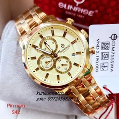 Đồng Hồ Nam Sunrise DM755SWA 6 Kim Kính Sapphire Authentic 42mm