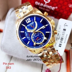 Đồng Hồ Nam Sunrise 1172SA 6 Kim  Kính Sapphire Authentic 43mm