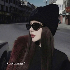 Kính Mát Nữ Gucci Fom Tròn Gọng Nhựa Đen Chống Tia UV