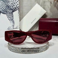 Kính Mát Nữ Gucci Fom Bầu Dục Gọng Nhựa Đỏ Chống Tia UV