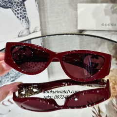 Kính Mát Nữ Gucci Fom Bầu Dục Gọng Nhựa Đỏ Chống Tia UV