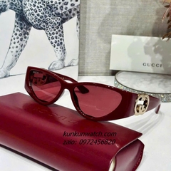 Kính Mát Nữ Gucci Fom Bầu Dục Gọng Nhựa Đỏ Chống Tia UV 1