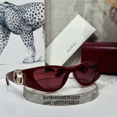 Kính Mát Nữ Gucci Fom Bầu Dục Gọng Nhựa Đỏ Chống Tia UV