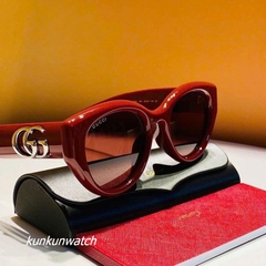 Kính Mát Nữ Gucci Fom Tròn Gọng Nhựa Đỏ Chống Tia UV