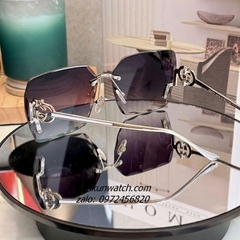 Kính Mát Nữ Gucci GC1326 Fom Vuông Mắt Khói Tím Gọng Kim Loại Chống Tia UV