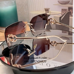 Kính Mát Nữ Gucci GC1326 Fom Vuông Mắt Trà Gọng Kim Loại Chống Tia UV