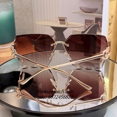 Kính Mát Nữ Gucci GC1326 Fom Vuông Mắt Trà Gọng Kim Loại Chống Tia UV