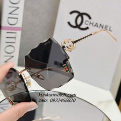 Kính Mát Nữ Gucci GC1326 Fom Vuông Mắt Xám Gọng Kim Loại Chống Tia UV