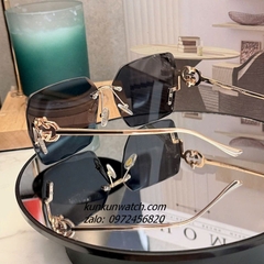 Kính Mát Nữ Gucci GC1326 Fom Vuông Mắt Xám Gọng Kim Loại Chống Tia UV