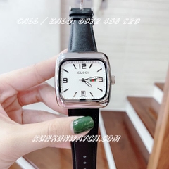 Đồng Hồ Nam Gucci GCD021 - Dây Da Đen ( Vỏ Bạc ) - 38mm