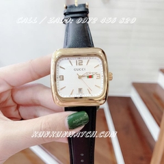 Đồng Hồ Nam Gucci GCD022 - Dây Da Đen ( Vỏ Vàng ) - 38mm