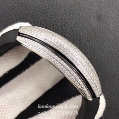 Đồng Hồ Nam Franck Muller Geneve V45 Automatic Đính Full Đá Dây Đen Silver 45mm x 54mm