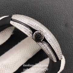 Đồng Hồ Nam Franck Muller Geneve V45 Automatic Đính Full Đá Dây Đen Silver 45mm x 54mm