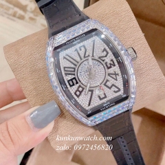 Đồng Hồ Nam Franck Muller Geneve V45 Automatic Đính Full Đá Pha Lê Dây Đen Silver 45mm x 54mm 1