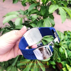 Đồng Hồ Nam Franck Muller Geneve V45 Automatic Tâm Họa Tiết Tia Tròn Dây Xanh Silver 45mm x 54mm