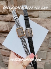 Đồng Hồ Nữ Christian Dior Malice DOND023 - Dây Da Hoa Văn Mặt Xám Phối Sọc - 30mm/34mm