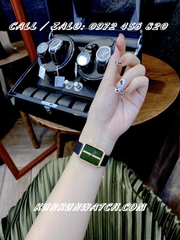 Đồng Hồ Nữ Christian Dior Malice DOND022 - Dây Da Đen Mặt Xanh Phối Sọc - 30mm/34mm