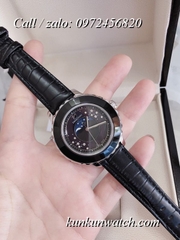 Đồng Hồ Nữ Swarovski Octea Lux Moon - Dây Đen Vỏ Bạc - 38mm