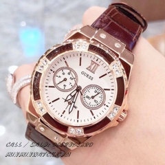 Đồng Hồ Nữ Guess W0775L14 - Đính Pha Lê Phá Cách - Dây Da - 39mm