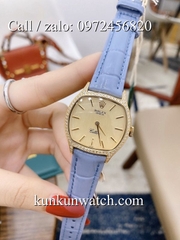 Đồng Hồ Nữ Rolex RLND025 - Dây Da Xanh Lam - 33mm