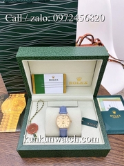Đồng Hồ Nữ Rolex RLND025 - Dây Da Xanh Lam - 33mm