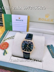 Đồng Hồ Nữ Rolex RLND026 - Dây Da Xanh Lá - 33mm