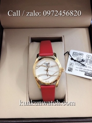 Đồng Hồ Nữ Tissot TSNDTC049 - Dây Da Đỏ Mặt Trắng Vỏ Vàng - 32mm