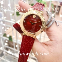 Đồng Hồ Nữ Versace Daphnis Nền Mặt Số Phá Cách - Dây Da Đỏ Vân Rắn - 36mm