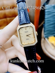 Đồng Hồ Nữ Rolex RLND031 - Dây Da Đen Mặt Vàng - 18 x 26mm