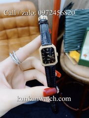 Đồng Hồ Nữ Rolex RLND032 - Dây Da Đen Mặt Đen - 18 x 26mm