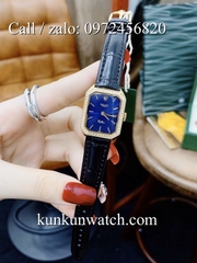 Đồng Hồ Nữ Rolex RLND033 - Dây Da Đen Mặt Xanh - 18 x 26mm