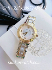 Đồng Hồ Nữ Versace Daphnis Mặt Số Khảm Trai - Demi Mặt Trắng - 36mm