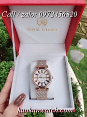 Đồng Hồ Nữ Royal Crown 4604 -  Dây Gắn Đá Vỏ Vàng Hồng - 36mm