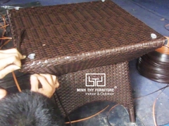 Hướng dẫn đan bàn cafe nhựa giả mây sân vườn cao cấp tại xưởng đan mẫu Minh Thy Furniture