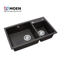 CHẬU RỬA CHÉN ĐÔI ÂM BÀN BỘT ĐÁ MÀU ĐEN MOEN MODEL 27901BL