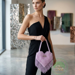 Túi F21 hạt nhựa màu hồng hình trái tim