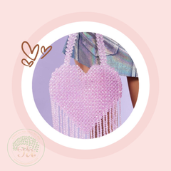 Túi F21 hạt nhựa màu hồng hình trái tim