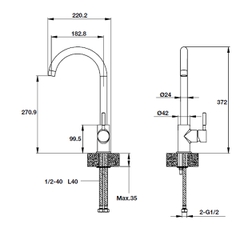 VÒI BẾP HAFELE AUGUSTUS HT-G270 570.51.590